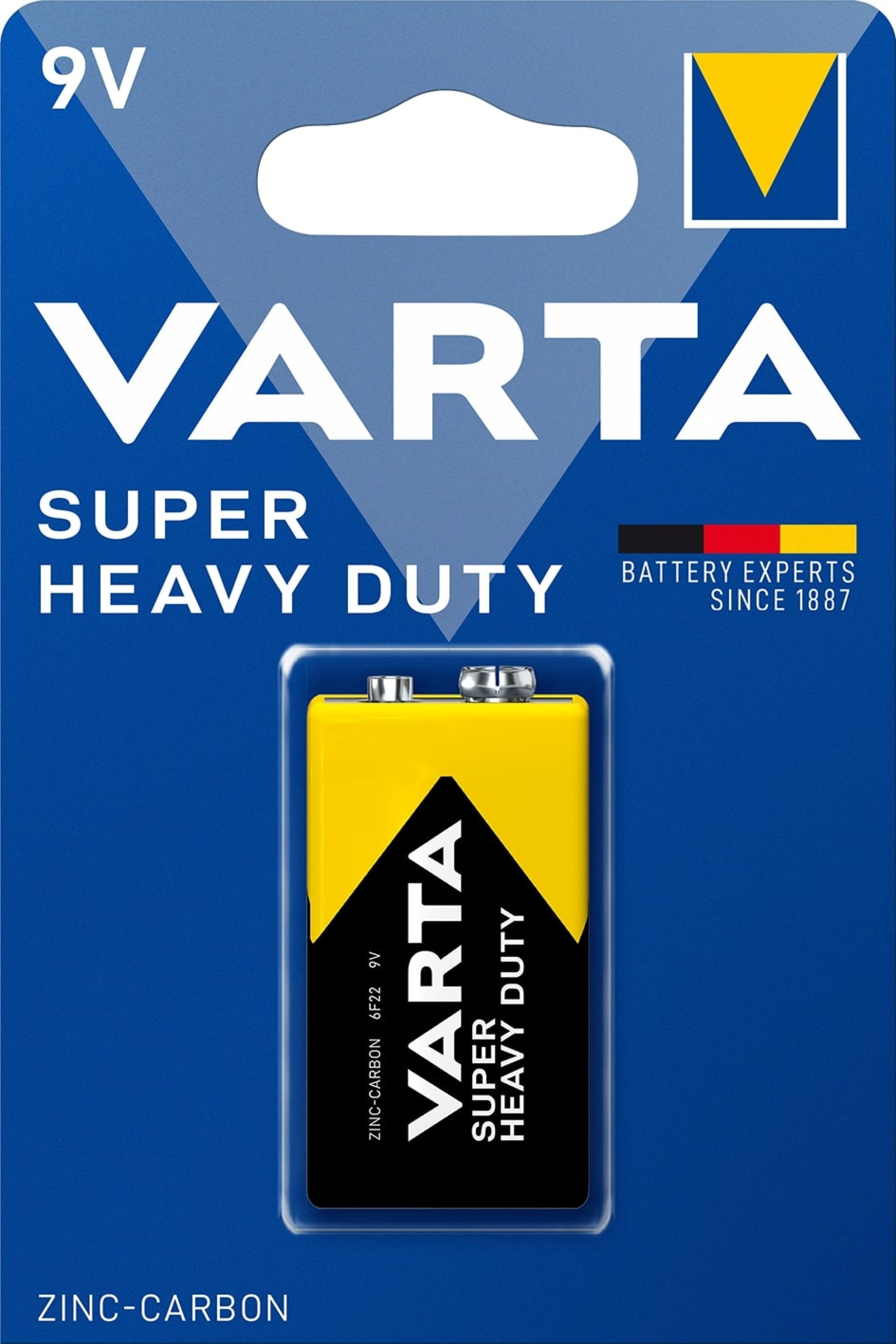 VARTA Super Heavy Duty Zinc Carbon 9V Batteries Pack of 1 